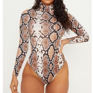 Snakeskin Roll Neck Bodysuit